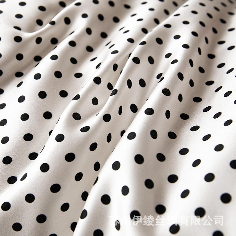 22码姆米数印花真丝面素绉SSY缎丝0绸布料10桑蚕丝波点料大理石花