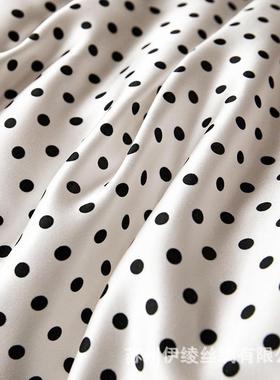 22码姆米数印花真丝面素绉SSY缎丝0绸布料10桑蚕丝波点料大理石花