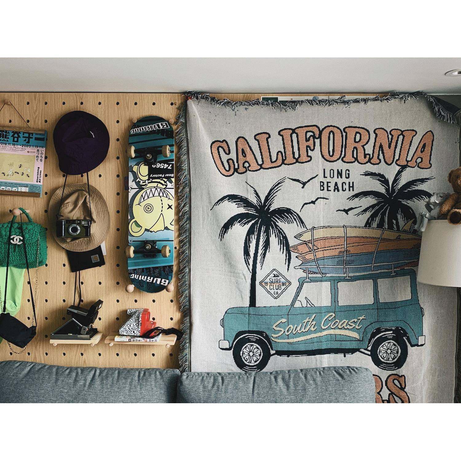 冲浪沙发毯挂毯FTT休毯毛毯装日饰毯椰岛光夏风情cam时pinglif闲e