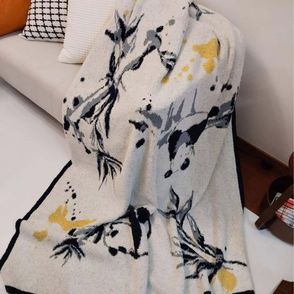 公新款水墨风熊猫竹子毛毯轻熊猫竹子午奢高雅氛围感装饰毯办室睡,床上用品,休闲毯/毛毯/绒毯,淘宝优惠券,粉丝福利购,淘宝优惠卷