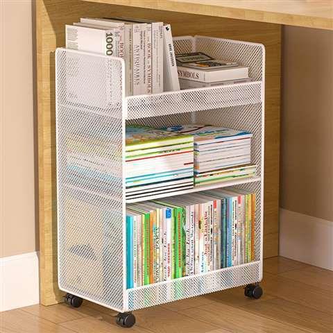 桌面落书架置物架多层可移NOJ带轮小推车地办室公桌面书本收纳动