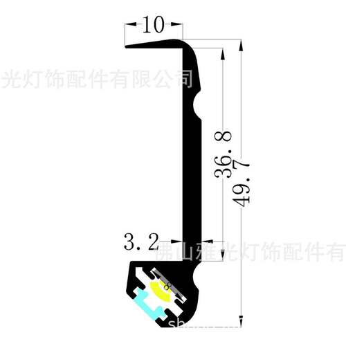 厂家现货前卡36mm厚板45度斜发光层板灯 铝槽灯槽 铝槽型材