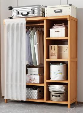 简易衣柜家用卧尘带帘防收纳柜非实木多能0727储物柜衣橱出租室屋