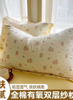 枕套2025新款纯棉100全棉一对装枕头套单个48cmx74cm成人家用儿童