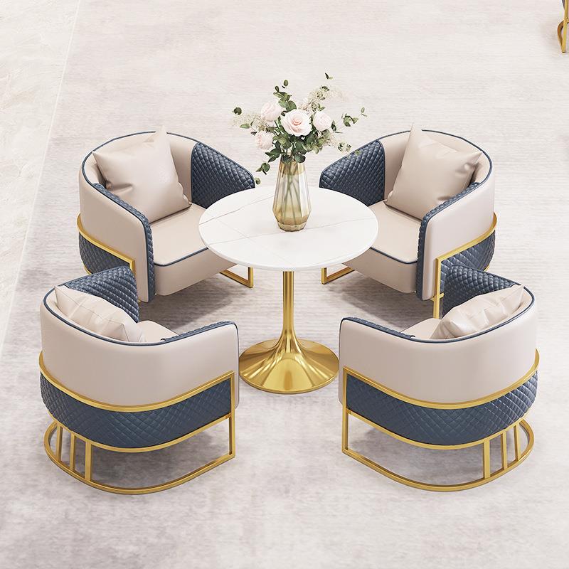 轻奢售楼处洽谈桌椅办公休息区商务接待沙发奶茶店咖啡厅一桌四椅