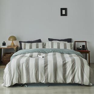 纯棉色织提花四件套-艾马尔民宿公寓简约全棉条纹床上用品