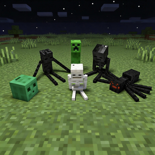 我的世界mc3D打印怪物人物挂件周边小白骷髅恶魂苦力怕小黑末影人