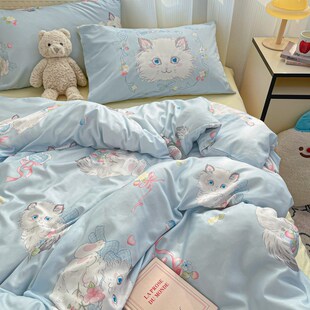 甜美陪伴韩式少女心奶油柔软四件套亲肤床单被套学生宿舍三件套