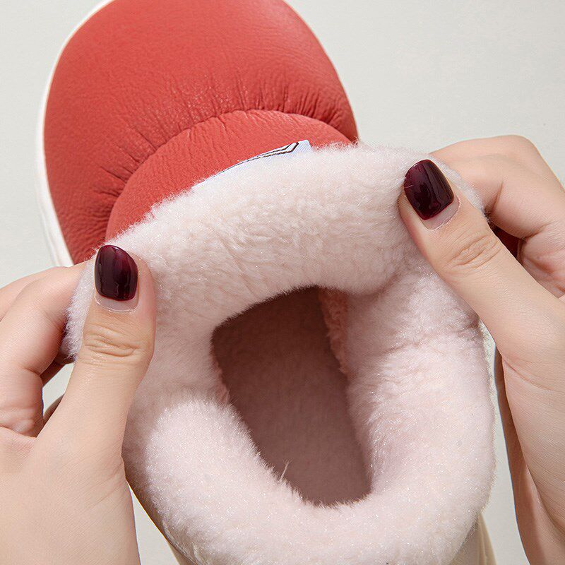 包跟皮面防水棉拖鞋情侣冬季男女加厚居家棉鞋情侣厚底防滑月子鞋