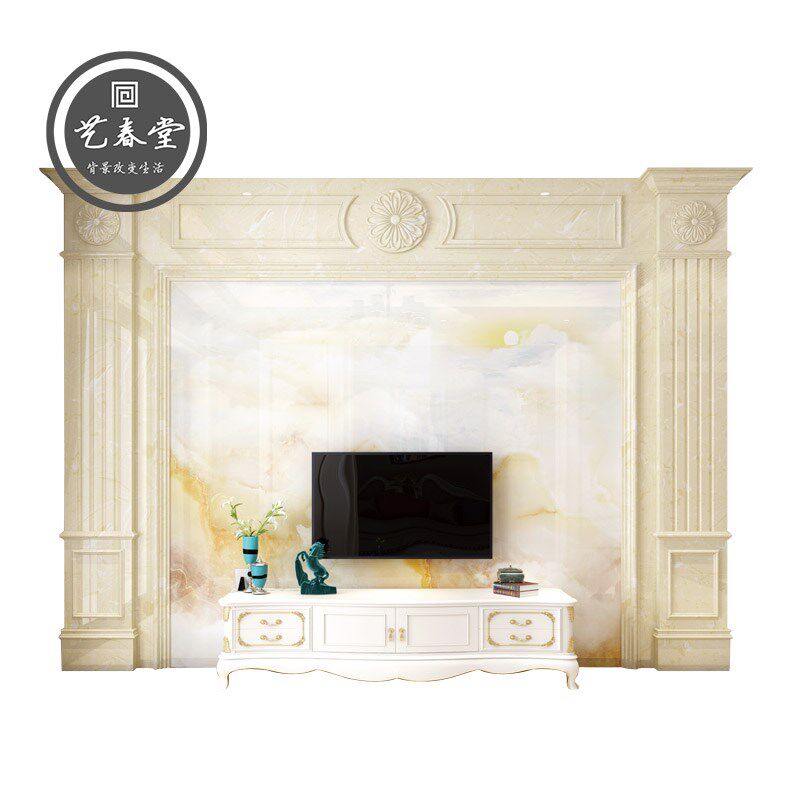 装饰客厅瓷砖微晶石背景墙边框背景电视仿大理石现代简约大气欧式