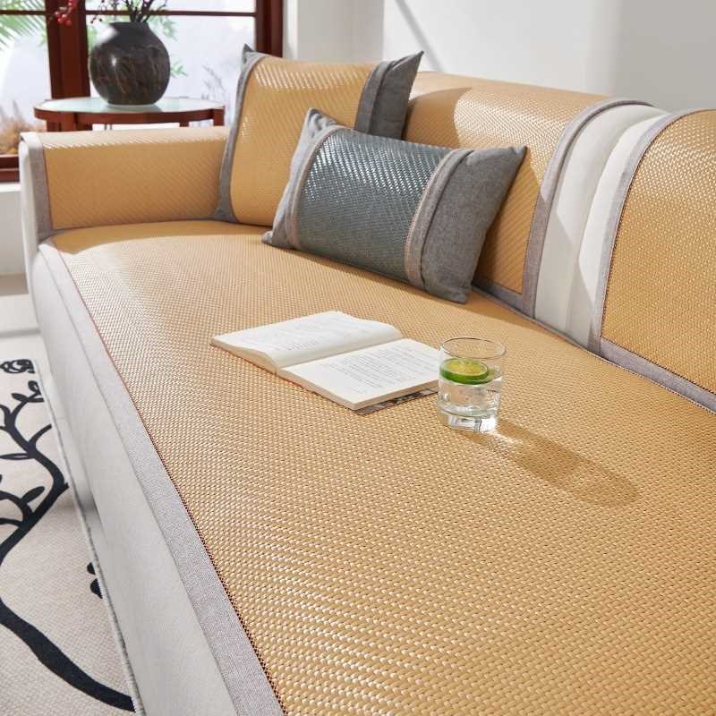 竹纤维沙发套罩新款盖布坐垫2024藤席沙发垫夏季凉席冷感