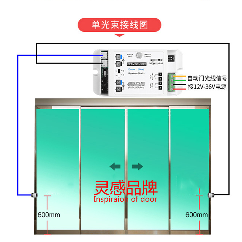 自动门安全光线感应玻璃平移门光眼防夹安全光线人体红外对射电眼