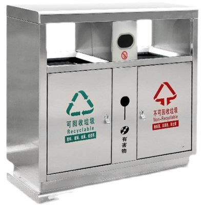 户外镀锌板环卫果皮箱多分类垃圾桶不锈钢双桶公园学校大号垃圾箱