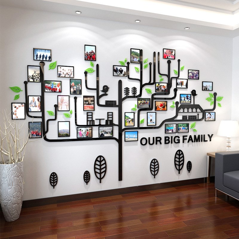 办公室墙面装饰员工团队风采照片墙亚克力公司励志办公室文化墙树