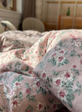 ins田园风小碎花床上四件套全棉纯棉1.5m1.8米被套床单紫色少女心