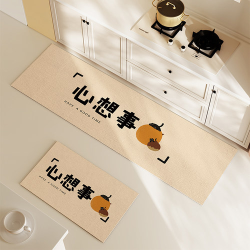 简约现代厨房专用地垫长条可擦免洗防滑防摔脚垫防S水防油pvc地毯