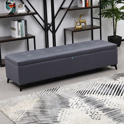 服装店休闲储物凳科免洗技布娃娃箱子带锁长条沙发商店换鞋收纳凳