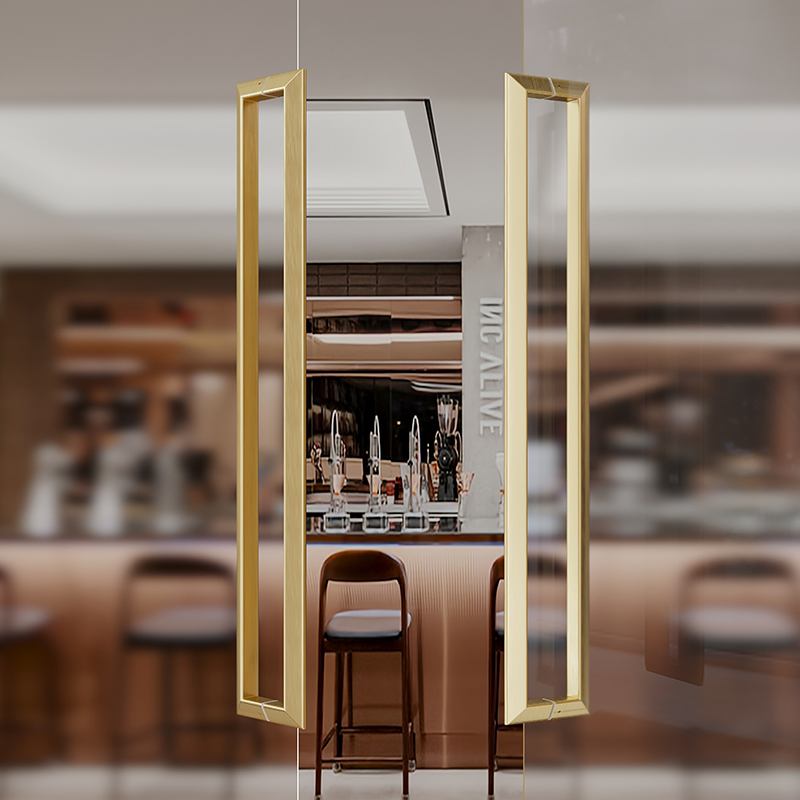 简约现代加厚不锈钢推拉玻璃大门拉手店面包间双开实木门把手黑色