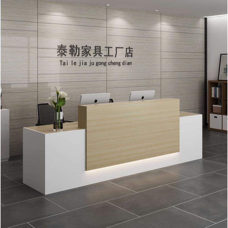 收银台公司前台接待台简约现代前台桌办公桌大理石烤漆前台收银台