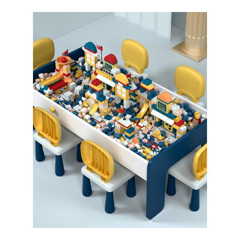 儿童积木桌多功能男女孩大颗粒积木拼装益智玩具桌宝宝大尺寸实木