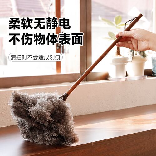 鸵鸟毛掸子除尘掸子家用扫灰清洁高端商用伸缩鸡毛掸子逗猫除尘掸