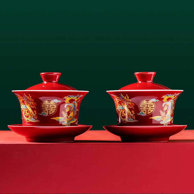 结婚龙凤喜碗敬茶杯子套装婚礼女方陪嫁用品大全高级感中式碗筷勺,节庆用品/礼品,创意礼盒/礼品套组,淘宝优惠券,粉丝福利购,淘宝优惠卷