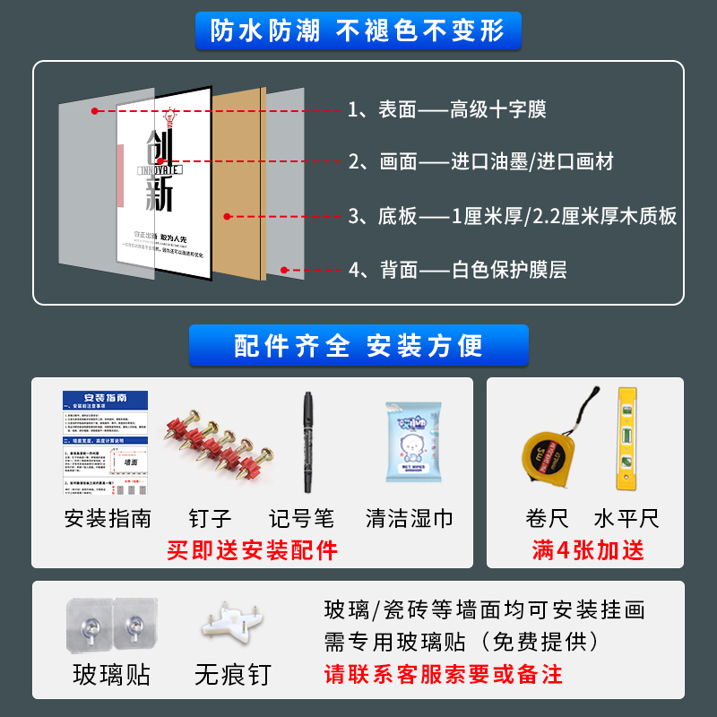 办公室装饰画公司文化墙面挂画会议背景墙贴壁画企业励志标语字画