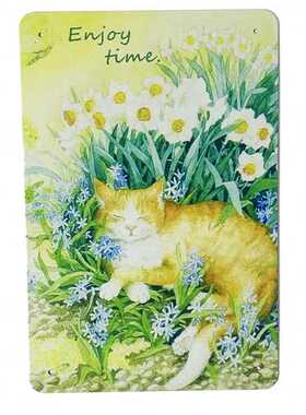 复古花卉人物铁皮画花园田园花店庭院阳台墙面做旧装饰小挂件