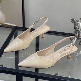 法式气质尖头单鞋女2025夏季新款仙女风一字带细跟高跟鞋包头凉鞋