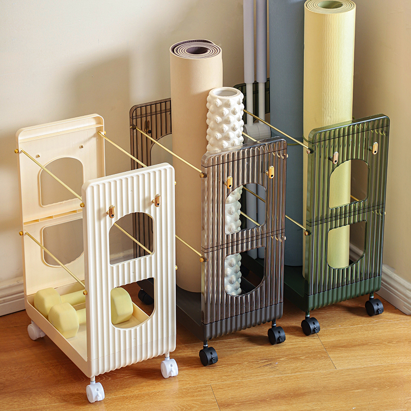 瑜伽垫收纳健身神器运动器材置物架家用放体育用品带轮缝隙工具筐