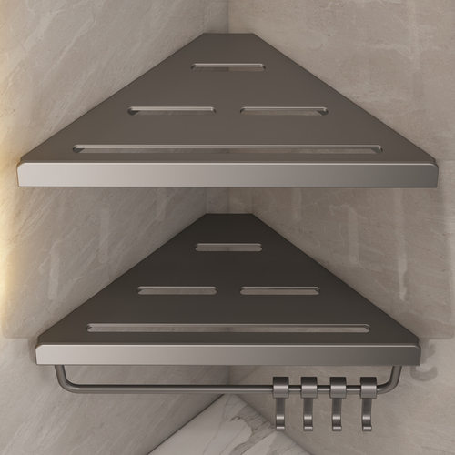 卫生间置物架免打孔壁挂式墙上铁艺F金属夹缝三角转角厕所浴室收