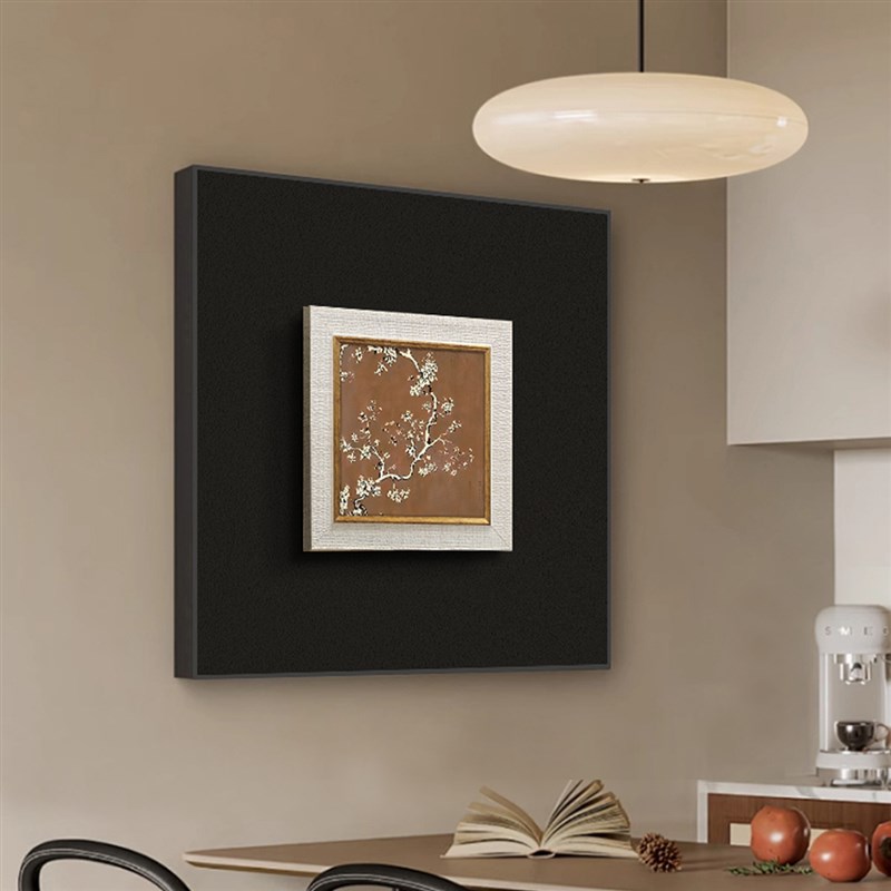 中古侘寂风客厅挂画沙发背景墙艺术高级感立体浮雕装饰画法式花卉图片