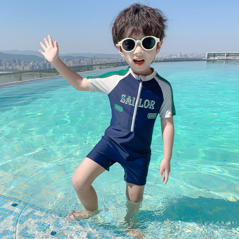 儿童泳衣男童夏季新款韩版小童连体游泳衣宝宝泳裤潮男孩度假泳装