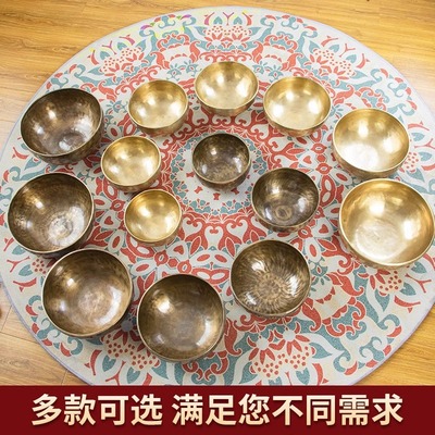 颂鉢尼泊尔手工佛音鉢音碗法海鉢铜鉢铜磬L静心冥想鉢盂法海碗金