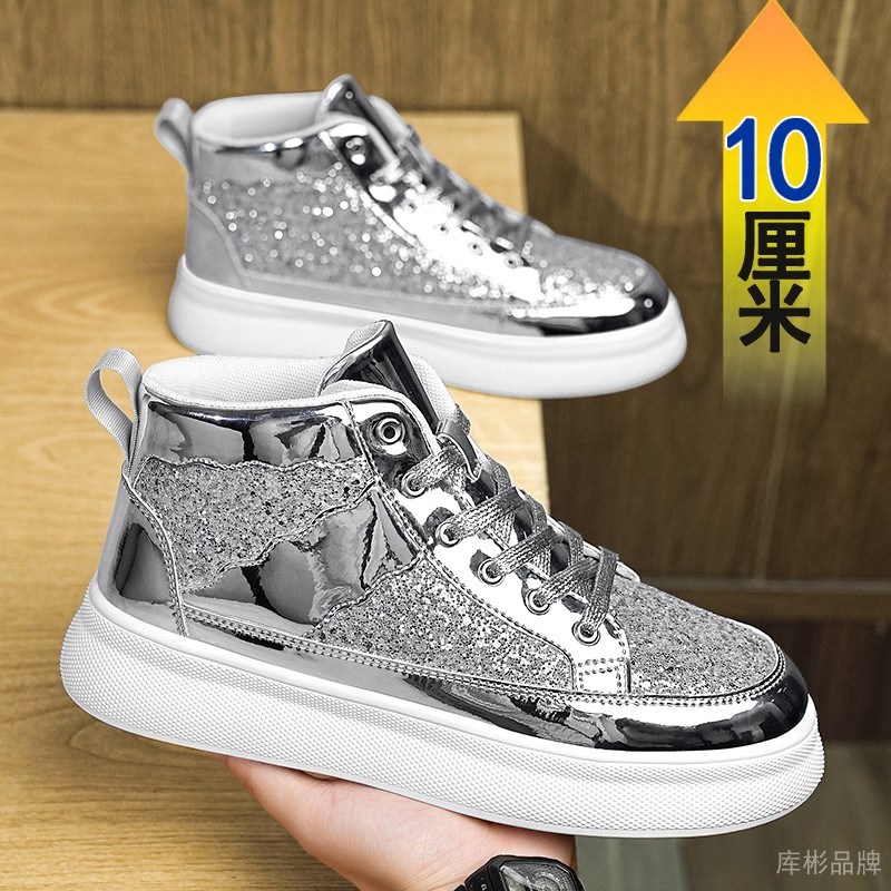 春季高帮内增高男鞋10cm运动鞋男士增高鞋8cm潮流休闲鞋增高板鞋