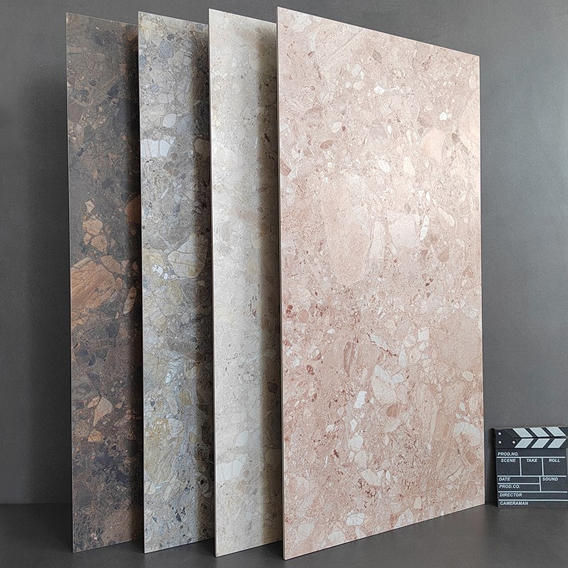 彩色大颗粒水磨石瓷砖600x1200厨房卫生间墙砖粉色客餐厅仿古砖