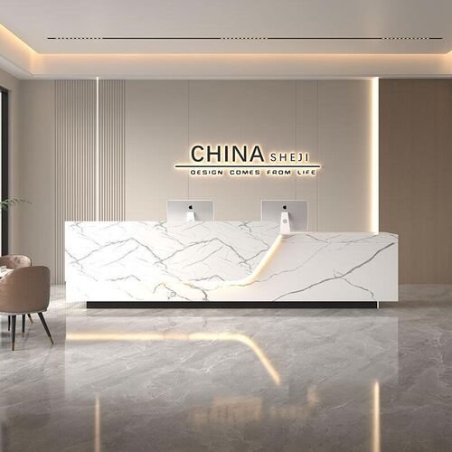 简约烤漆公司前台接待台酒店服务B台美容院吧台大理石办公室前台