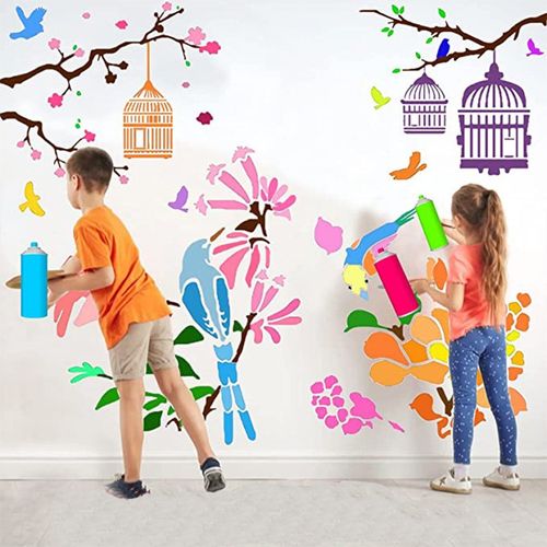 镂空绘画模板植物儿童手绘花朵动物diy手账模板喷花墙绘画画模具