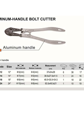 铝柄断线钳ALUMINUM HANDLE BOLT CUTTER钳子 夹钳hand tools铝制