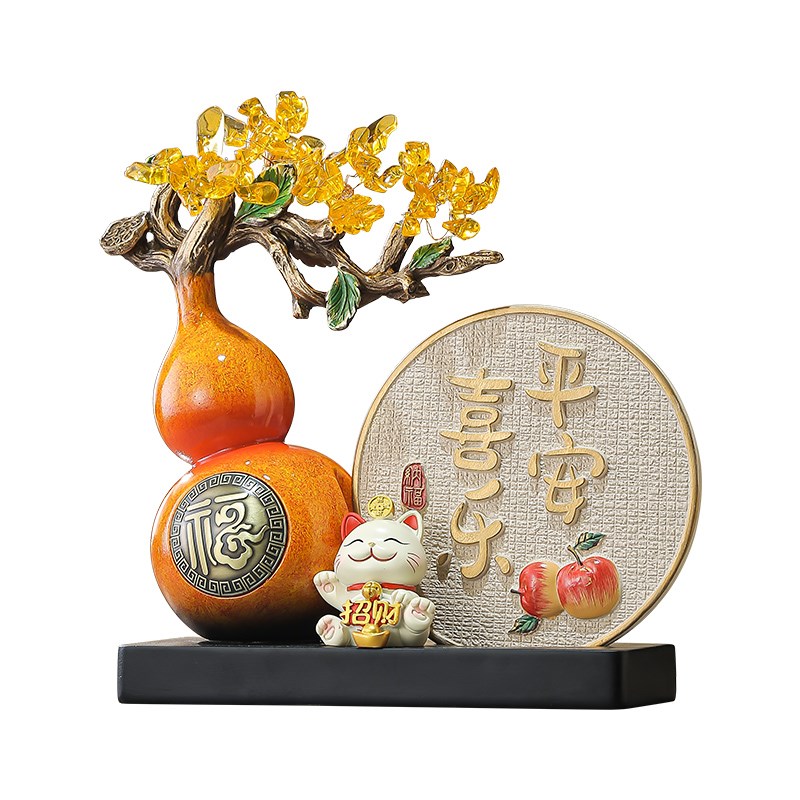 新中式福禄双全葫芦摆件客厅招财发财树玄关装饰乔迁新居礼品