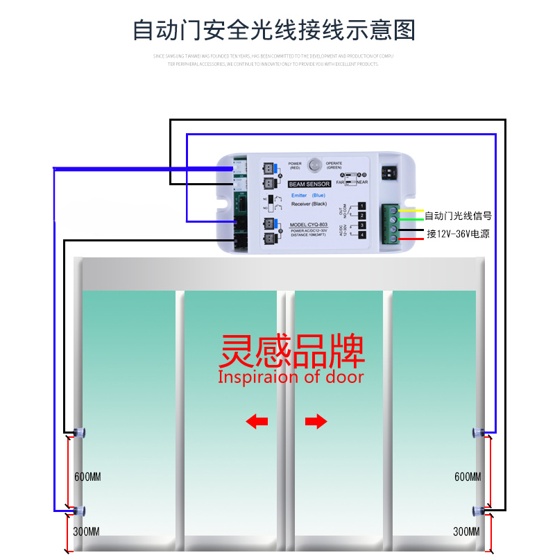 自动门安全光线感应玻璃平移门光眼防夹安全光线人体红外对射电眼