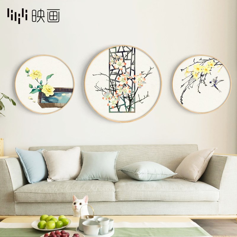 24节气装饰画新中式挂画饭店墙面装饰现代中式圆形壁画二十四节气图片
