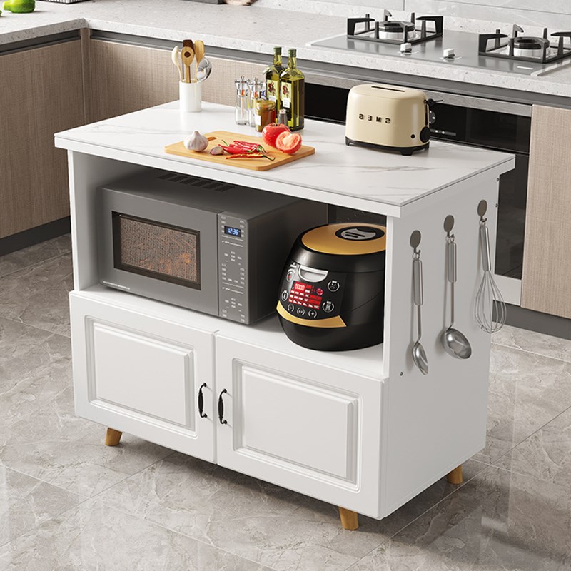 厨房置物架岩板切菜桌微波炉收纳柜落地多层收纳柜小户型家用岛台