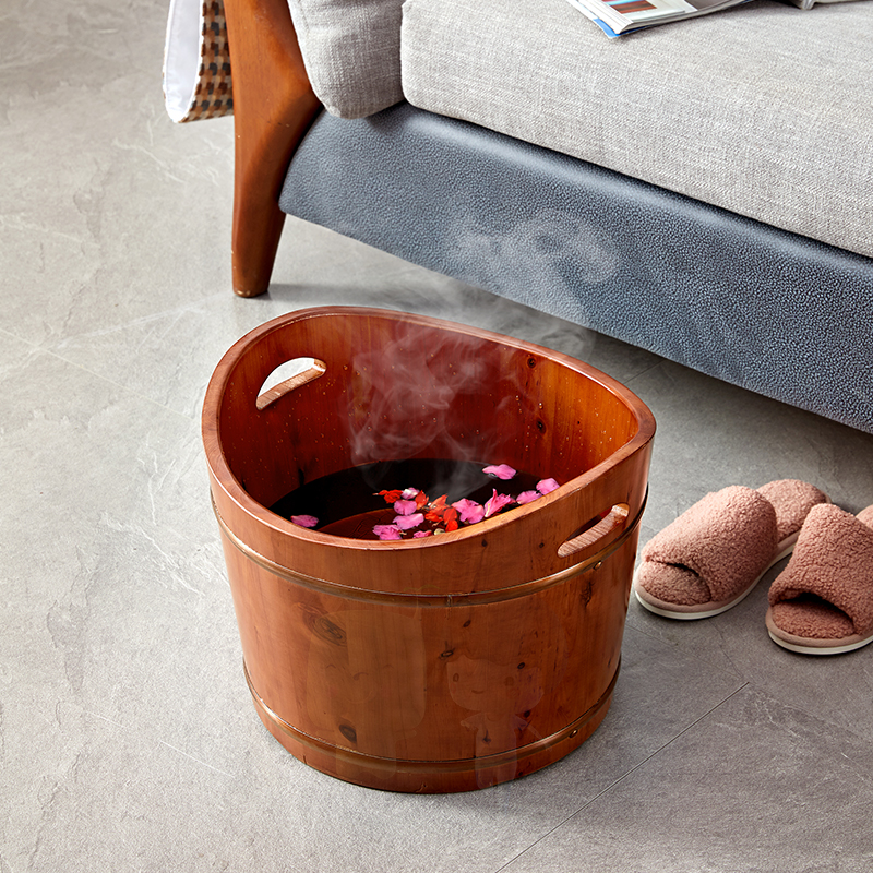 手提泡脚木桶过小腿木质洗脚桶家用养生按摩足浴桶木质洗脚盆木盆