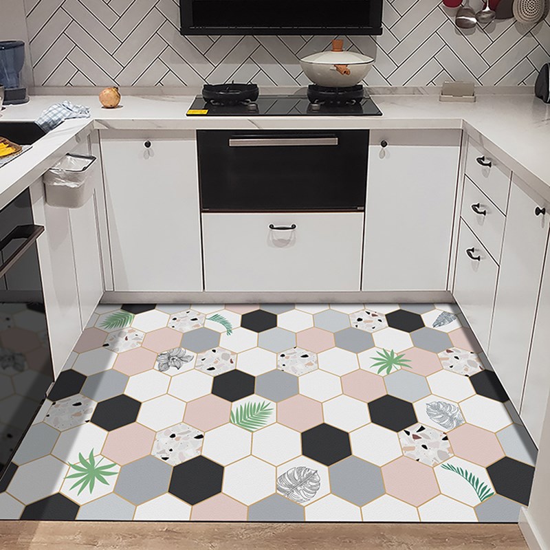 新款PU皮革厨房地垫防滑防油污可擦免洗耐脏防水专用毯通满铺整vc