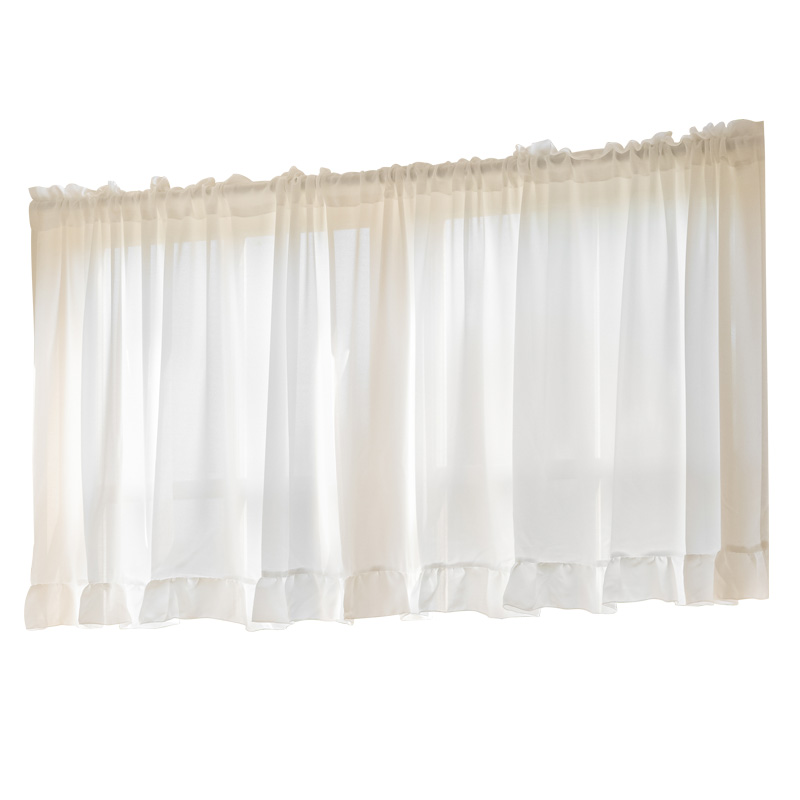 法式荷叶边裙摆短帘厨房半帘隔断帘透光不透人纱帘日式门帘小窗帘