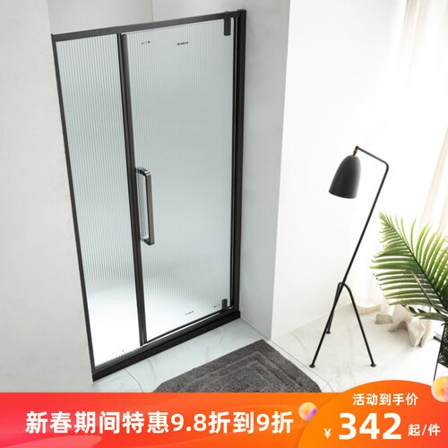 简易淋浴房隔断一字形极窄化妆室干湿分离沐浴室玻璃门内外平开门