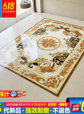 欧式拼花瓷砖800x800门厅入户玄关客厅拼花地砖抛W晶砖防滑地毯砖
