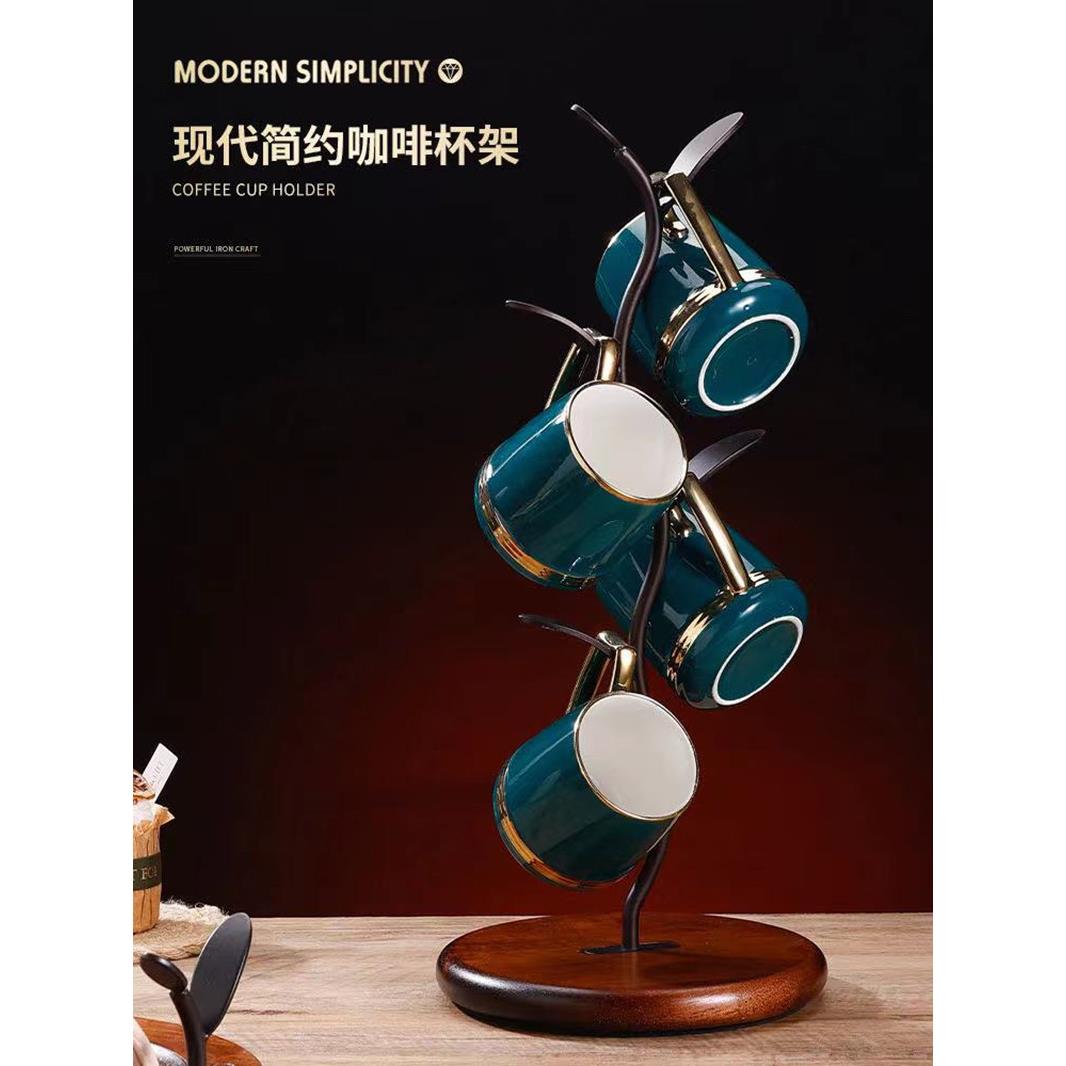 杯架树形水杯置物架家用客厅餐桌咖啡茶杯子收纳架木质沥水挂杯架