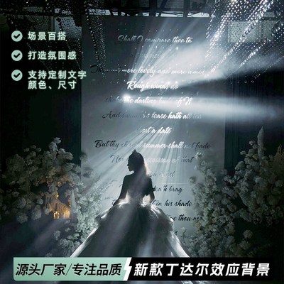 新款婚庆铁艺丁达尔效应背景灯箱韩式婚礼舞台背景灯光道具摆件灯